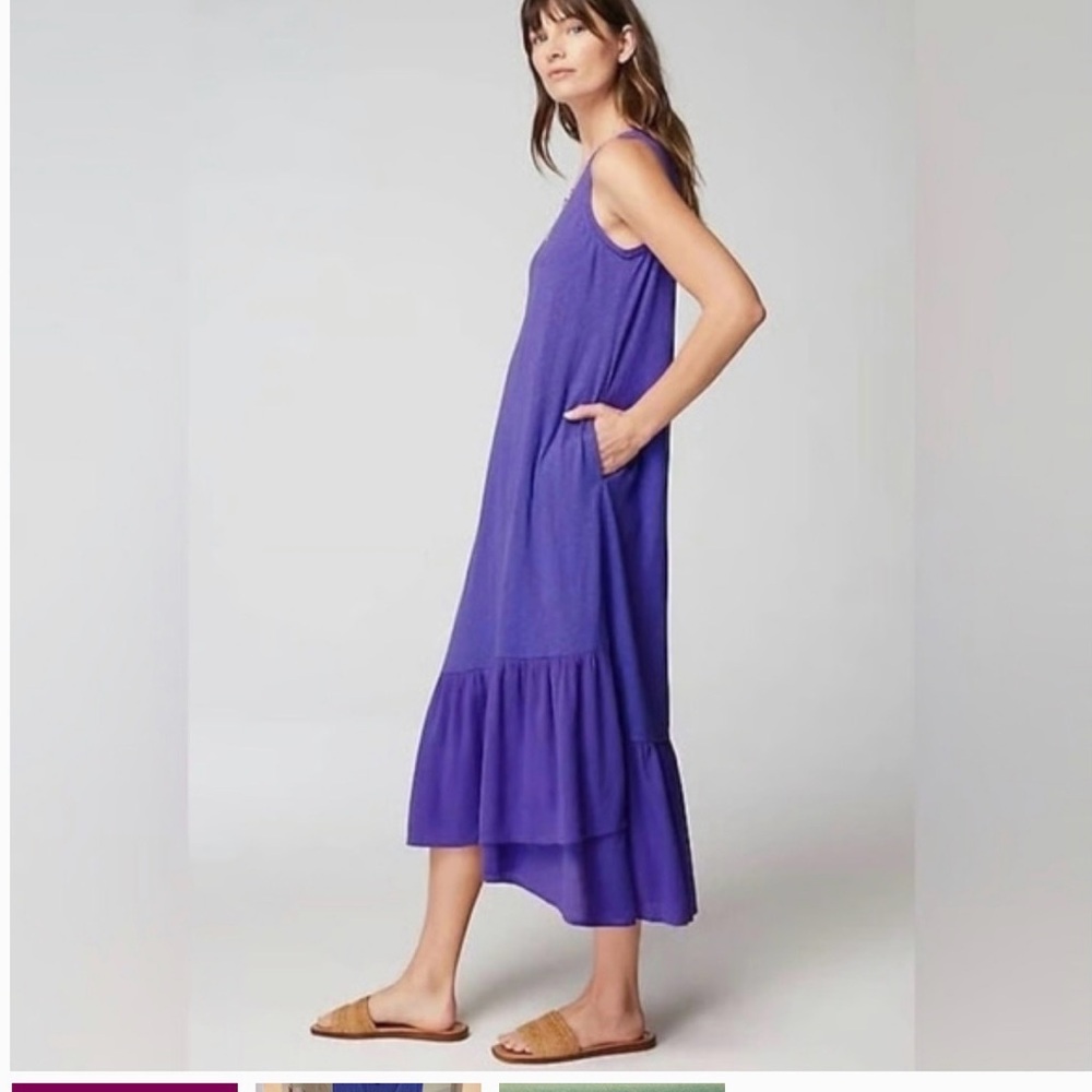 NWT J. Jill mixed media flounced hem knit maxi dress size Large pockets